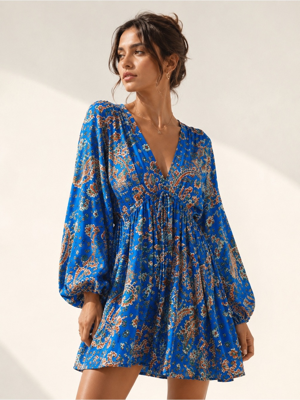 🎉LAST PIECE🎉Printed Arzel Mini Dress in Botanical Combo Free People